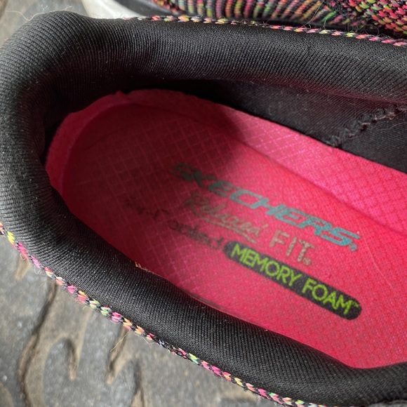 Skechers Multicolored Rainbow Knit Relaxed Fit Memory Foam Slip on Shoes - Picture 9 of 11